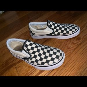 Checkered slip on vans